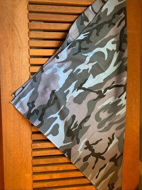 Vintage Navy Black Grey Camouflage Cotton Bandana Scarf 22 X 21